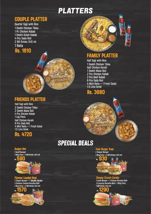 Platters & special deals original menu