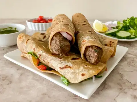 Beef Cheese Kabab Paratha Roll