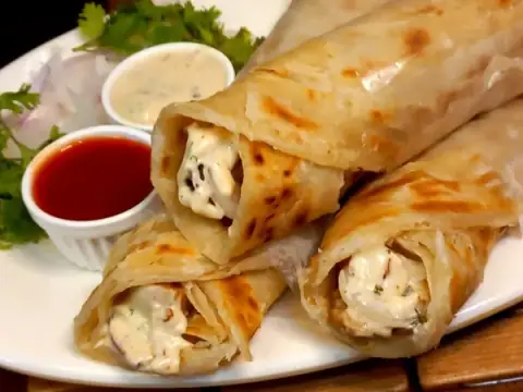 Chicken Malai Cheese Paratha Roll