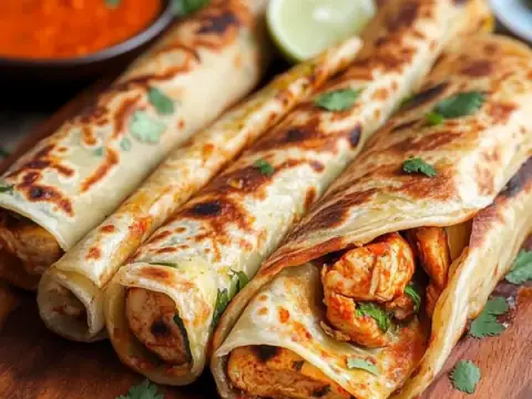 Chicken Tikka Cheese Paratha Roll